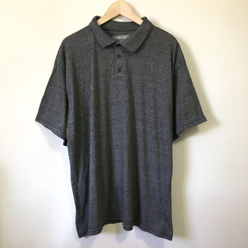 Cherokee Men 3XL Heathered Grey Space Dye Short Sleeve Polo Shirt Big & Tall